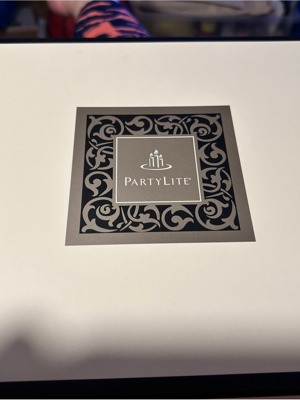 PartyLite Black and Silver Decorative Centerpiece Box Lid